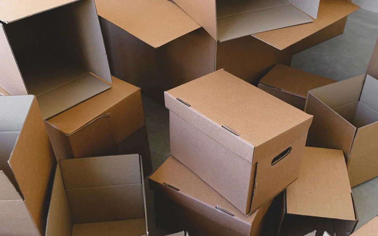 Cardboard packing boxes stacked inside a home